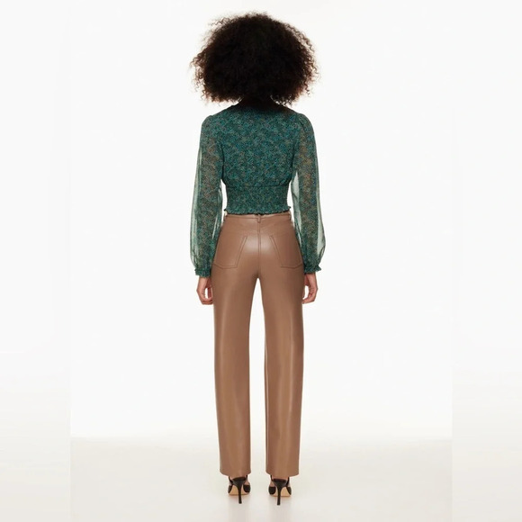 Aritzia Wilfred The Melina Pant Vegan Leather Brown Size 6 - Picture 5 of 11